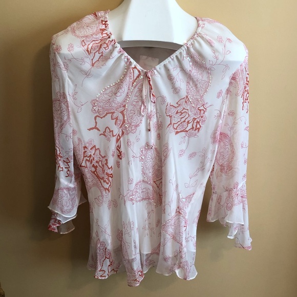 Anne Carson Tops - Anne Carson Size L 3/4 Sleeve Embellished Tunic